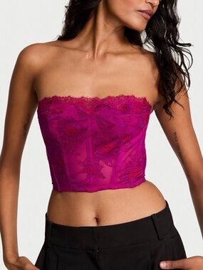 Victoria’s Secret Rose Lace Strapless Corset Top Size XL